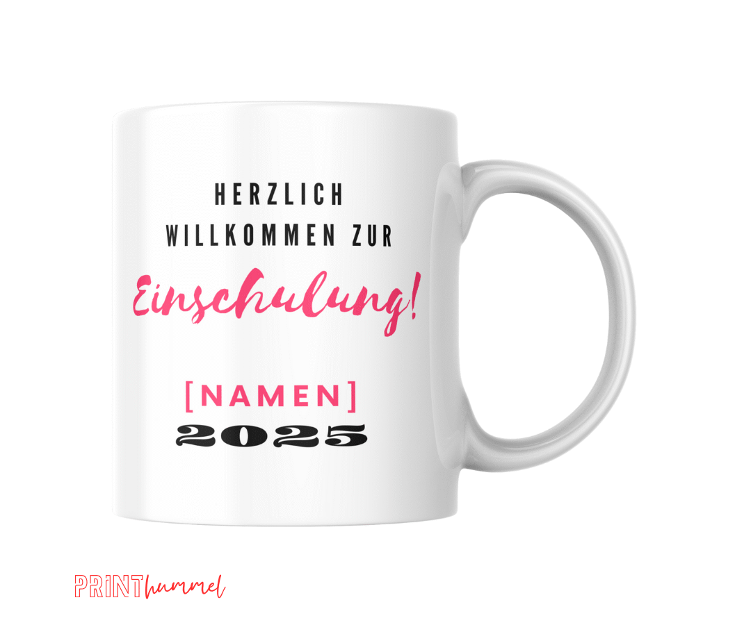 Personalisierte Tasse Rosa Einschulung