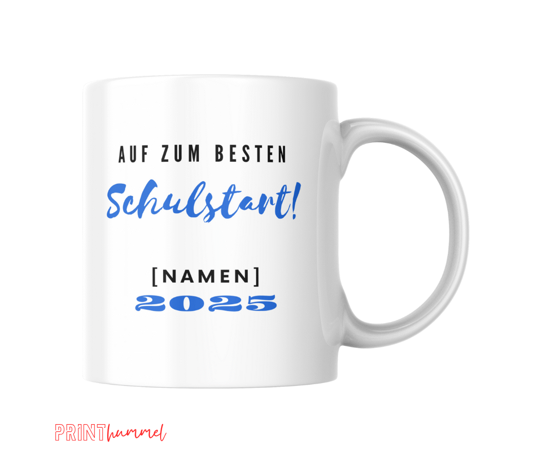 Personalisierte Tasse Blau Schulstart