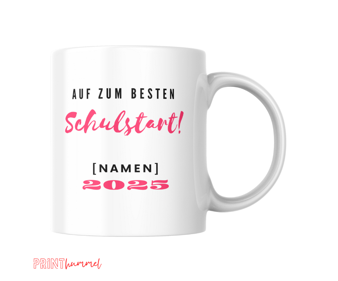 Personalisierte Tasse Rosa Schulstart
