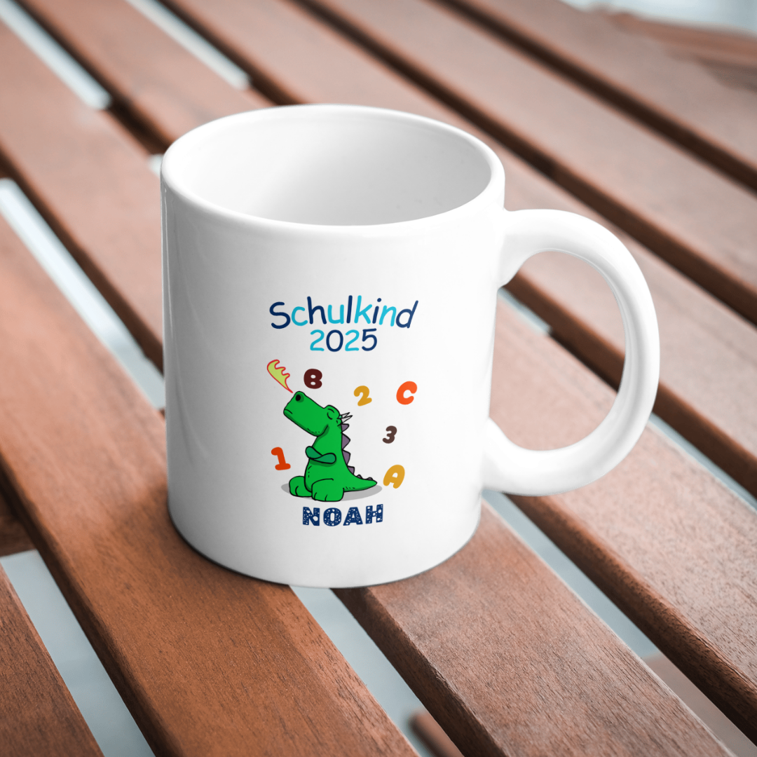 DINO Einschulung Personalisierte Tasse – Bild 3