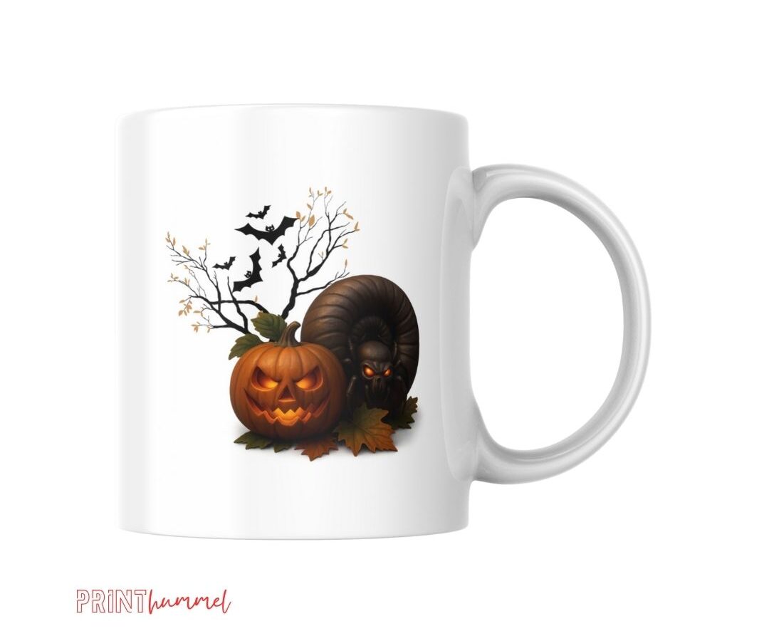 Tasse Halloween Gruselcharme Motiv Orange Schwarz
