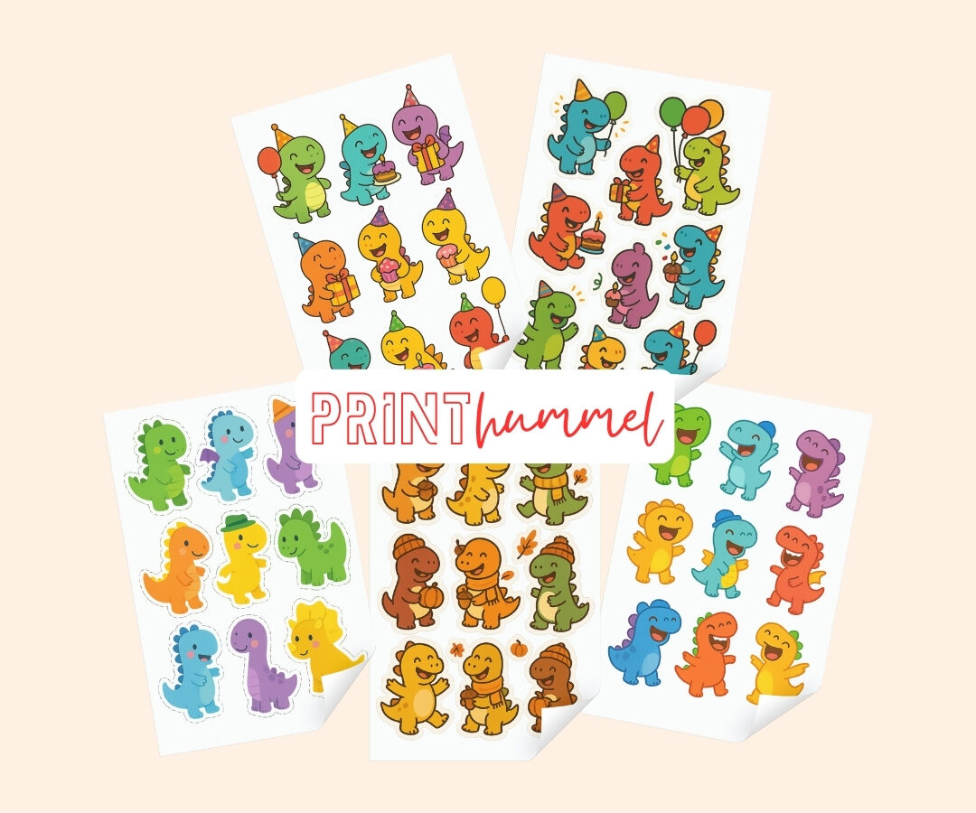 Süße Dino Sticker Set Party Herbst