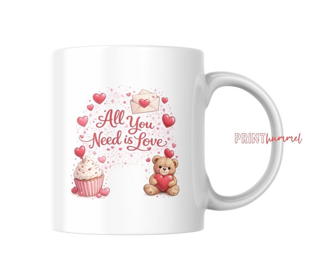 Romantische Kaffeetasse mit Herz & Teddy