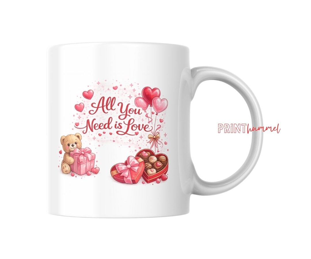 Romantische Kaffeetasse mit Herz Teddy und Geschenkmotiv